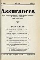 Couverture de Volume 14, numéro 1, 1946, p. 1-51, Assurances
