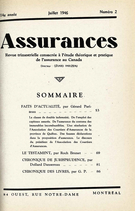 Couverture de Volume 14, numéro 2, 1946, p. 2-91, Assurances