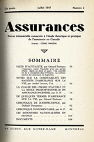 Couverture de Volume 15, numéro 2, 1947, p. 55-108, Assurances