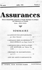 Couverture de Volume 18, numéro 2, 1950, p. 1-77, Assurances