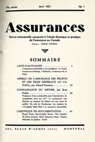 Couverture de Volume 19, numéro 1, 1951, p. 1-44, Assurances