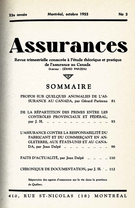 Couverture de Volume 23, numéro 3, 1955, p. 1-116, Assurances