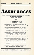 Couverture de Volume 24, numéro 3, 1956, p. 1-136, Assurances