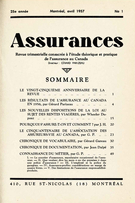 Couverture de Volume 25, numéro 1, 1957, p. 1-65, Assurances