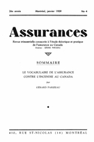 Couverture de Volume 26, numéro 4, 1959, p. 167-233, Assurances