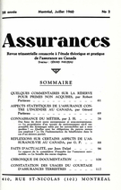 Couverture de Volume 28, numéro 2, 1960, p. 61-119, Assurances