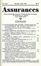 Couverture de Volume 34, numéro 2, 1966, p. 79-158, Assurances