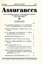Couverture de Volume 35, numéro 1, 1967, p. 1-77, Assurances