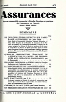 Couverture de Volume 36, numéro 1, 1968, p. 1-88, Assurances