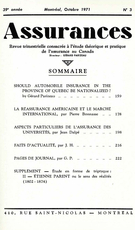 Couverture de Volume 39, numéro 3, 1971, p. 44-246, Assurances