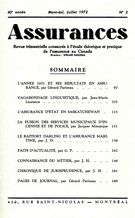 Couverture de Volume 40, numéro 2, 1972, p. 97-187, Assurances
