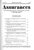Couverture de Volume 42, numéro 4, 1975, p. 271-370, Assurances
