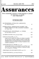 Couverture de Volume 43, numéro 2, 1975, p. 97-193, Assurances