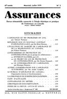Couverture de Volume 47, numéro 2, 1979, p. 103-207, Assurances