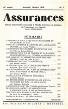 Couverture de Volume 47, numéro 3, 1979, p. 209-306, Assurances
