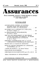 Couverture de Volume 47, numéro 4, 1980, p. 1-391, Assurances