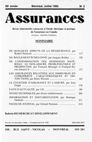 Couverture de Volume 50, numéro 2, 1982, p. 117-225, Assurances