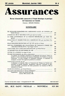 Couverture de Volume 50, numéro 4, 1983, p. I-466, Assurances