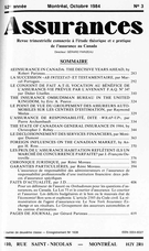 Couverture de Volume 52, numéro 3, 1984, p. 283-430, Assurances