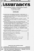 Couverture de Volume 56, numéro 2, 1988, p. 161-334, Assurances