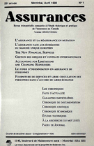 Couverture de Volume 58, numéro 1, 1990, p. 1-148, Assurances