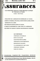 Couverture de Volume 59, numéro 2, 1991, p. 161-302, Assurances