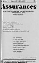 Couverture de Volume 59, numéro 3, 1991, p. 303-459, Assurances
