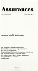 Couverture de Volume 61, numéro 2, 1993, p. 187-359, Assurances