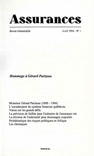 Couverture de Volume 62, numéro 1, 1994, p. 1-176, Assurances