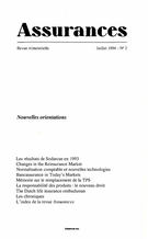 Couverture de Volume 62, numéro 2, 1994, p. 177-352, Assurances