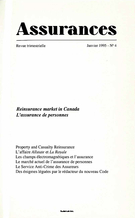 Couverture de Volume 62, numéro 4, 1995, p. 541-726, Assurances