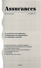 Couverture de Volume 63, numéro 1, 1995, p. 1-167, Assurances