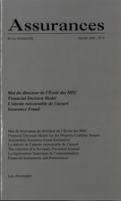 Couverture de Volume 64, numéro 4, 1997, p. 523-668, Assurances