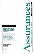 Couverture de Volume 69, numéro 2, 2001, p. 183-334, Assurances