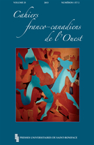 Couverture de Volume 25, numéro 1-2, 2013, p. 3-211, Cahiers franco-canadiens de l'Ouest
