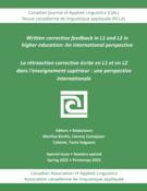 Couverture du numéro 'Special Issue: Written corrective feedback in L1 and L2 in higher education: An international perspective' de la revue 'Canadian Journal of Applied Linguistics / Revue canadienne de linguistique appliquée'