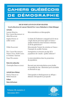 Couverture de Microsimulation en démographie, Volume 40, numéro 2, automne 2011, p. 171-377, Cahiers québécois de démographie