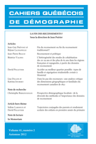 Couverture de La fin des recensements ?, Volume 41, numéro 2, automne 2012, p. 179-417, Cahiers québécois de démographie
