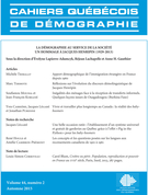 Couverture de La démographie au service de la société, Volume 44, numéro 2, automne 2015, p. 171-312, Cahiers québécois de démographie