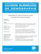Couverture de La démographie de la famille et le droit de la famille, Volume 46, numéro 1, printemps 2017, p. 1-188, Cahiers québécois de démographie