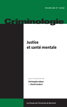 Couverture de Justice et santé mentale, Volume 48, numéro 1, printemps 2015, p. 5-287, Criminologie