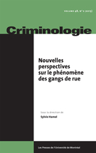 Couverture de Nouvelles perspectives sur le phénomène des gangs de rue, Volume 48, numéro 2, automne 2015, p. 5-292, Criminologie