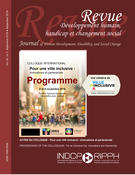 Couverture de ACTES DU COLLOQUE - Pour une ville inclusive : innovations et partenariats, Volume 25, numéro 1, septembre 2019, p. 3-207, Développement Humain, Handicap et Changement Social / Human Development, Disability, and Social Change