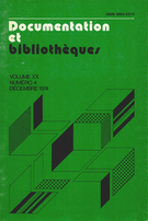 Couverture de Volume 20, numéro 4, décembre 1974, p. 173-217, Documentation et bibliothèques