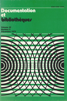 Couverture de Volume 22, numéro 4, décembre 1976, p. 159-212, Documentation et bibliothèques