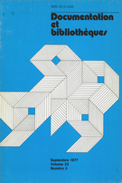 Couverture de Volume 23, numéro 3, septembre 1977, p. 123-175, Documentation et bibliothèques