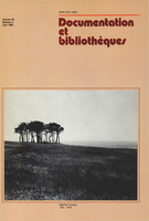 Couverture de Volume 26, numéro 2, juin 1980, p. 63-123, Documentation et bibliothèques