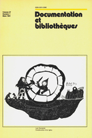 Couverture de Volume 27, numéro 1, mars 1981, p. 3-39, Documentation et bibliothèques