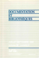 Couverture de Volume 36, numéro 3, juillet–septembre 1990, p. 83-112, Documentation et bibliothèques