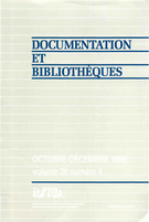 Couverture de Volume 36, numéro 4, octobre–décembre 1990, p. 115-151, Documentation et bibliothèques
